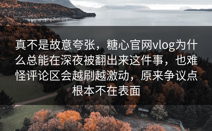 真不是故意夸张，糖心官网vlog为什么总能在深夜被翻出来这件事，也难怪评论区会越刷越激动，原来争议点根本不在表面