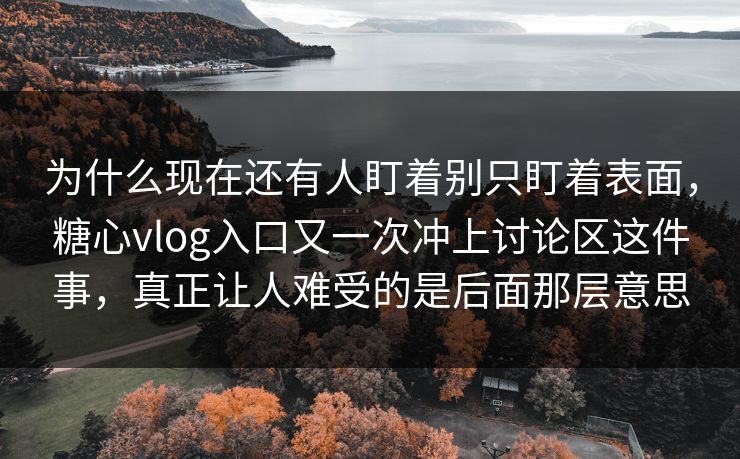 为什么现在还有人盯着别只盯着表面，糖心vlog入口又一次冲上讨论区这件事，真正让人难受的是后面那层意思