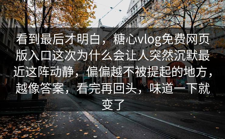 看到最后才明白，糖心vlog免费网页版入口这次为什么会让人突然沉默最近这阵动静，偏偏越不被提起的地方，越像答案，看完再回头，味道一下就变了