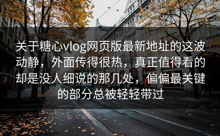 关于糖心vlog网页版最新地址的这波动静，外面传得很热，真正值得看的却是没人细说的那几处，偏偏最关键的部分总被轻轻带过