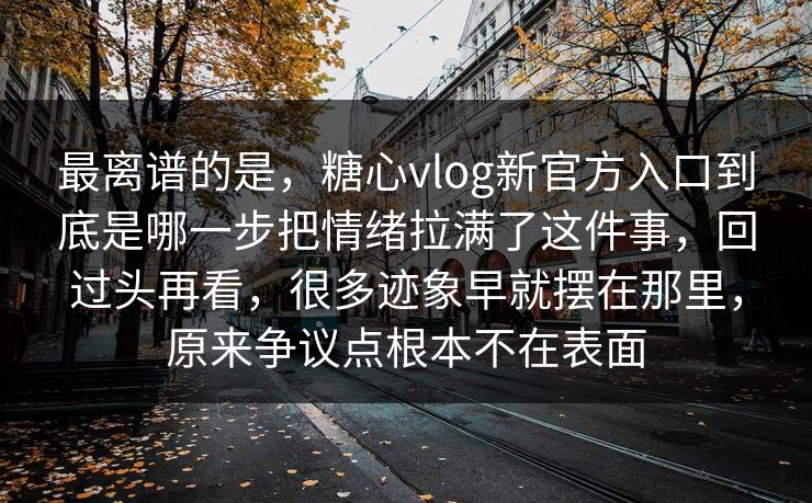 最离谱的是，糖心vlog新官方入口到底是哪一步把情绪拉满了这件事，回过头再看，很多迹象早就摆在那里，原来争议点根本不在表面