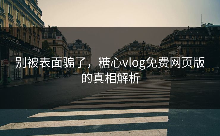 别被表面骗了，糖心vlog免费网页版的真相解析