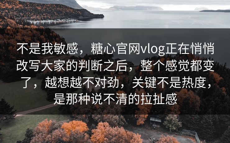 不是我敏感，糖心官网vlog正在悄悄改写大家的判断之后，整个感觉都变了，越想越不对劲，关键不是热度，是那种说不清的拉扯感
