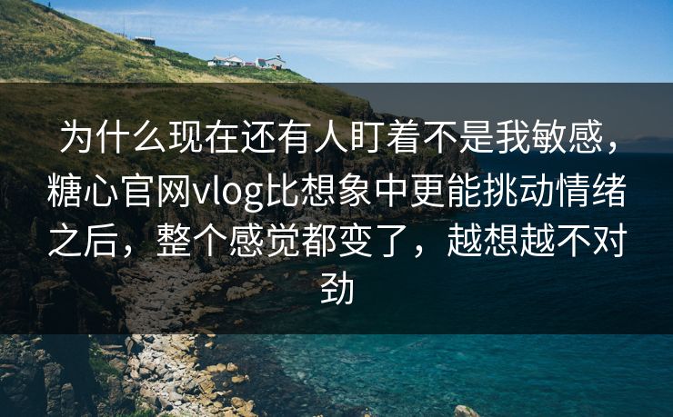 为什么现在还有人盯着不是我敏感，糖心官网vlog比想象中更能挑动情绪之后，整个感觉都变了，越想越不对劲