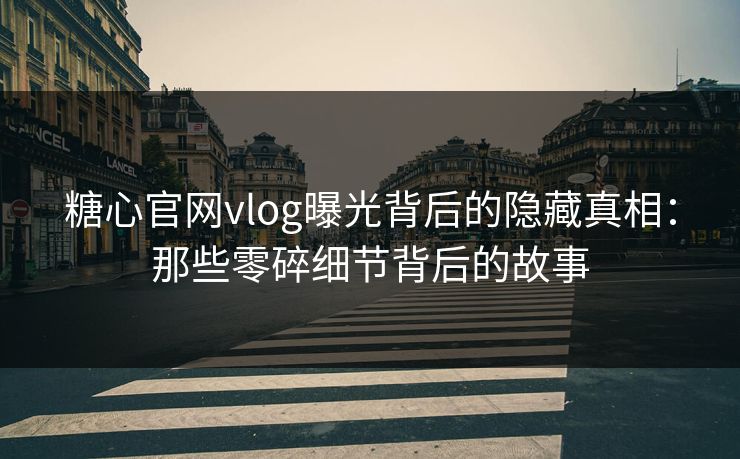 糖心官网vlog曝光背后的隐藏真相：那些零碎细节背后的故事