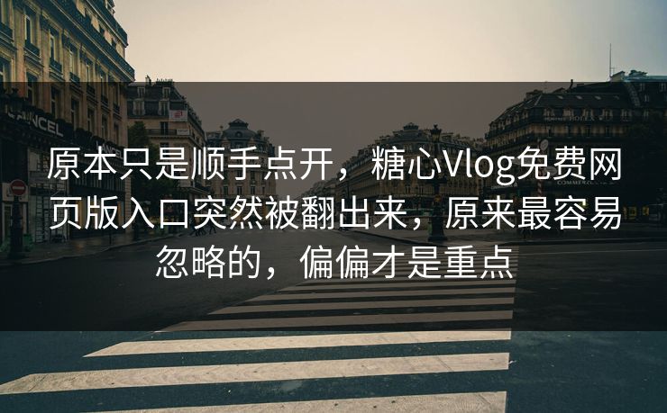 原本只是顺手点开，糖心Vlog免费网页版入口突然被翻出来，原来最容易忽略的，偏偏才是重点