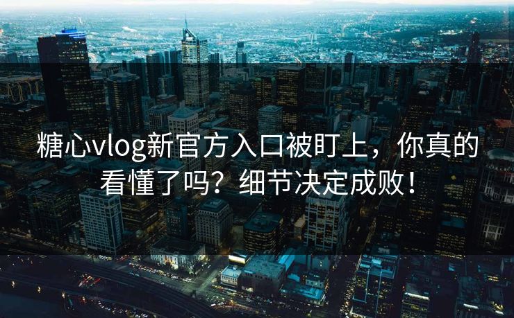 糖心vlog新官方入口被盯上，你真的看懂了吗？细节决定成败！