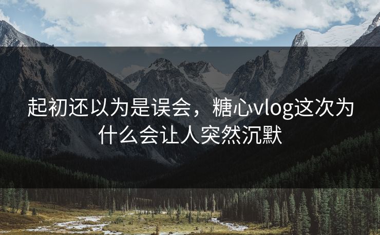 起初还以为是误会，糖心vlog这次为什么会让人突然沉默