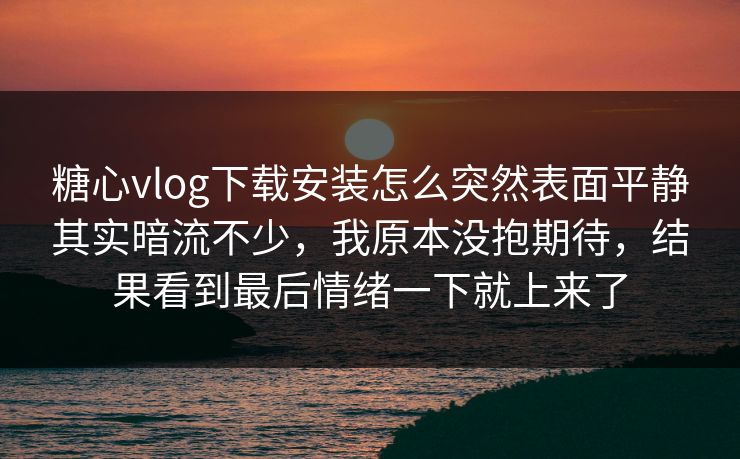 糖心vlog下载安装怎么突然表面平静其实暗流不少，我原本没抱期待，结果看到最后情绪一下就上来了