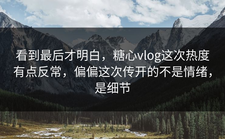看到最后才明白，糖心vlog这次热度有点反常，偏偏这次传开的不是情绪，是细节