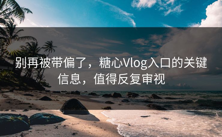 别再被带偏了，糖心Vlog入口的关键信息，值得反复审视