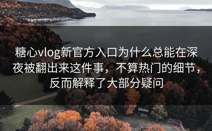 糖心vlog新官方入口为什么总能在深夜被翻出来这件事，不算热门的细节，反而解释了大部分疑问