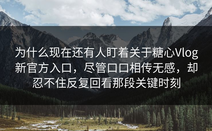 为什么现在还有人盯着关于糖心Vlog新官方入口,尽管口口相传无感,却忍不住反复回看那段关键时刻