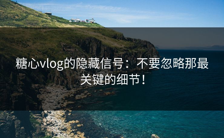 糖心vlog的隐藏信号：不要忽略那最关键的细节！